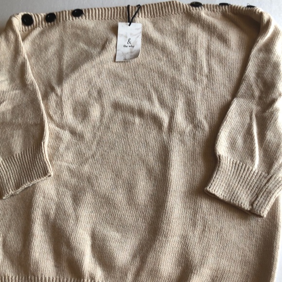Soft Oversized Beige Wood Button Shoulder Sweater! - Picture 8 of 16